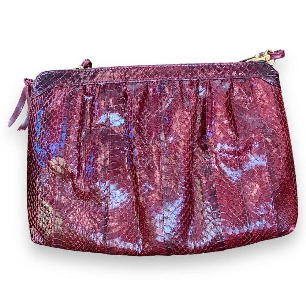 VINTAGE 70s faux snakeskin burgundy purse Frederick & Nelson
